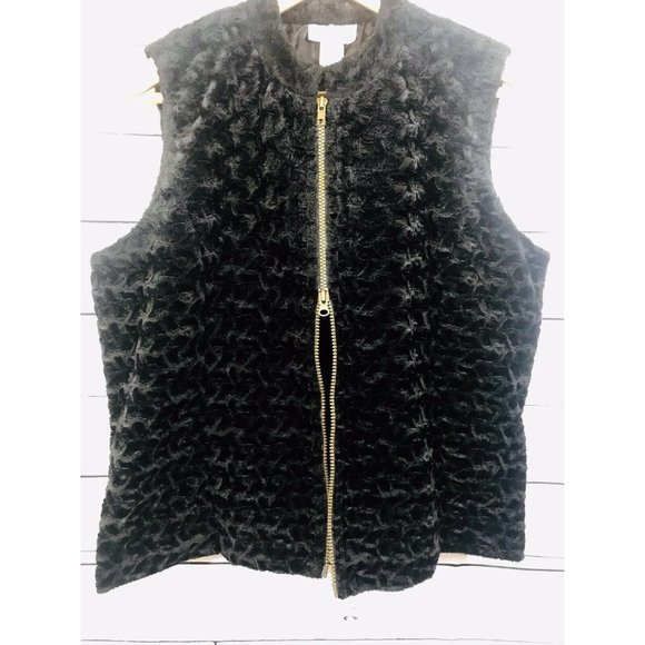Jordan Vest Womens Sz XL Faux Fur Sleeveless Lined Fall Warm Soft Fashion Black - Picture 6 of 7